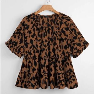 Shein Plus All Over Print Babydoll Blouse